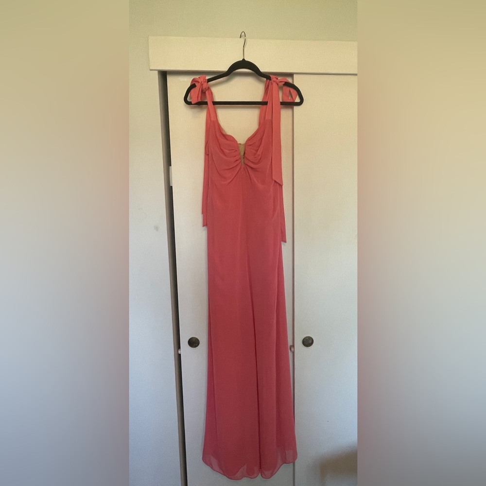 Stunning Coral Chiffon Floor Length Gown by Alexis